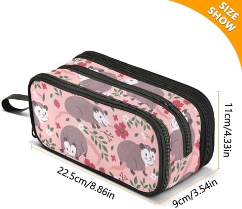 Fisyme Opossum Possum Pinks Pencil Case Large Capacity Pen Box Makeup Pouch Holder Organizer Stationery Bag for School Office College