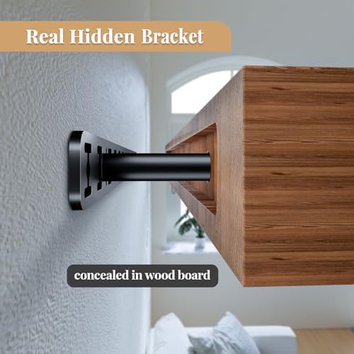 2pcs Floating Shelf Bracket Heavy Duty Hidden Metal Brackets for Shelf,Invisible Shelves Hardware Without Jig (40" x 8" 