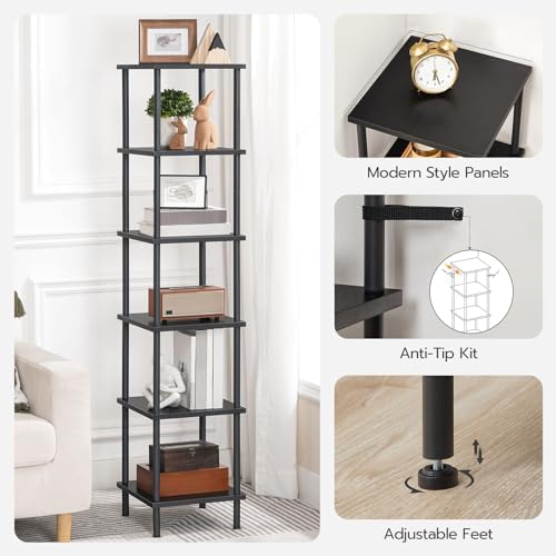 HOOBRO 6-Tier Corner Shelf, Corner Square Rack Display Shelf, Tall Storage Rack Plant Stand, Bookcase for Small Spaces, 
