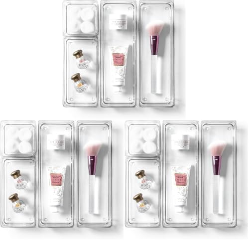 BINO 4-Piece Modular Drawer Bin Set | Bathroom & Vanity Drawer Organizer Trays - Small (Pack of 3)