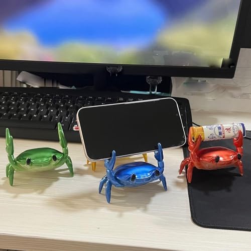 Crab Phone Pencil Stand Creative Pen Holder Pencil Holder Spoon Holder - Blue Crab Phone Stand Crab Pen Holder Support Cute Crab Statue(blue)