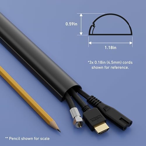 D-Line Half Round Cord Hider, Patented Cable Cover, Hide TV Wall Mount Wires, Raceway for Cords, Decorative Wire Covers,