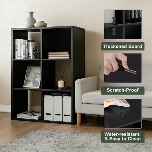 6 Cube Storage Organizer Shelf, Open Cube Bookshelf
