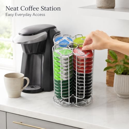 Exzact Coffee Capsule Holder, Max Capacity 52 pods - Rotating Coffee Pod Stand