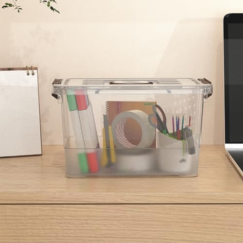 7-Quart Clear Plastic Storage Bins with Lids, 5-Pack Durable Stackable Organization Container with Lock Buckle and Handl