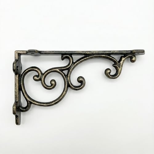 Heavy Duty 8.1"x4.4" Vintage Brackets for Floating Shelves & Kitchen Storage, 8 inch Cast Iron Shelf Brackets - Industri