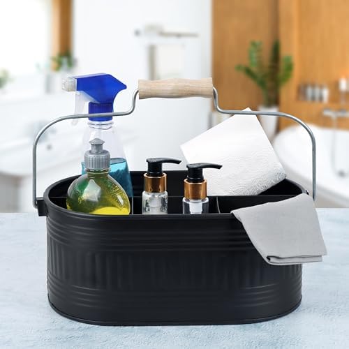 Alpha Living Home Silverware Caddy Black 4 Section Galvanized Organizer