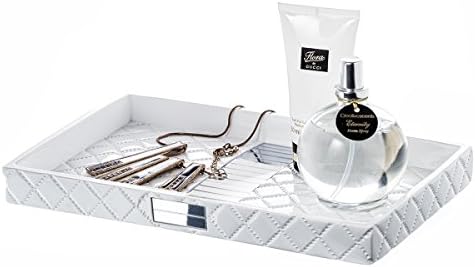 Creative Scents Quilted Mirror Vanity Trays for Bathroom – Decorative Cosmetics Organizer - Durable Resin -Bathroom Tray