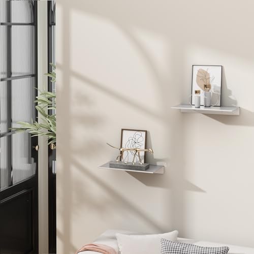 Danpoo 8 inch Small Floating Shelves for Wall Organizer & Storage, Mini Display Shelves, Metal Wall Shelves for Bathroom