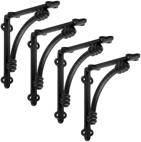 Gisafai 4 Pcs Decorative Shelf Brackets 5.5 Inch Cast Iron Shelf Brackets