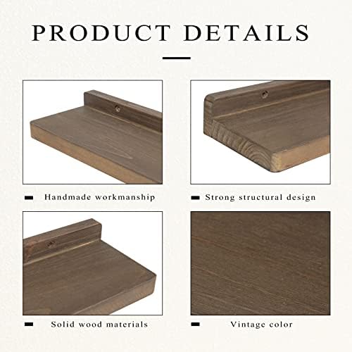 Freezing point Floating Shelves for Wall Set of 2 Natural Wood 16Inch Wall Shelf Decor Plant Display Collectibles Mounte