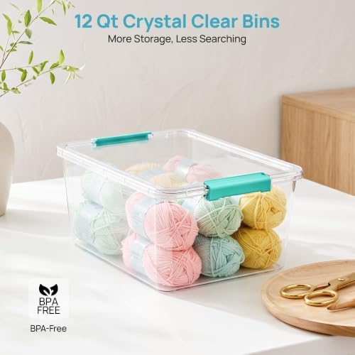 Vtopmart 2 Pack 12 Qt Clear Craft Storage Bins with Lids and Latches