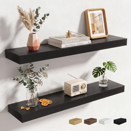 Axeman 30Inch Floating Shelves for Wall, 2 Packs, Invisible Brackets, Black