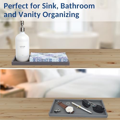 Spacewiser Silicone Countertop & Vanity Bathroom Tray – 2 PC 11.7"