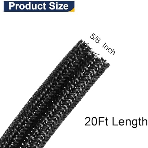 uxcell 20 Ft - 5/8 Inch Split Sleeving, Braided Cable Sleeving, PET Cable Management Wire Sleeve Cord Protector, Wire Wr