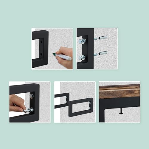 Relaxdays Wall Bracket, Set of 2, 35 cm, Steel, Shelf Brackets for Washbasin & Wall Shelf, Rectangular Shelf Console, Bl