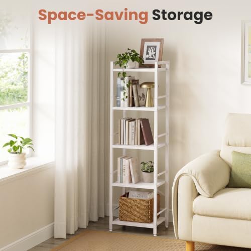 Bookshelf, 5-Tier Tall Bookcase for Small Space