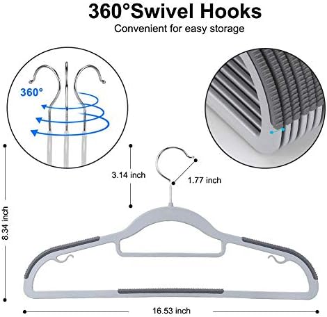 50 Pack Plastic Clothes Hangers, Non-Slip, Space-Saving, Heavy Duty