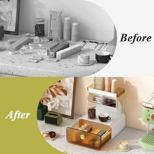 FOLLOWIN 3 Tier Makeup Organizer With Drawer, Bathroom Counter Organizer