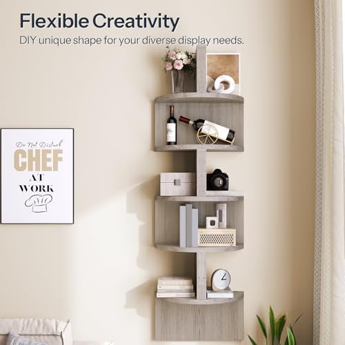 HOOBRO Corner Shelf Wall-Mounted, Set of 2 Floating Corner Shelves for Wall