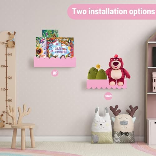PHOENANCEE Wood Floating Shelves for Wall,Nursery Bookshelf,Kids Book Shelf,Baby Toys Storage Decor Organizer Wall Mount