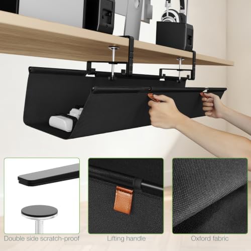 KEEGH No Drill Under Desk Cable Organizer, 30 inch Cord Management