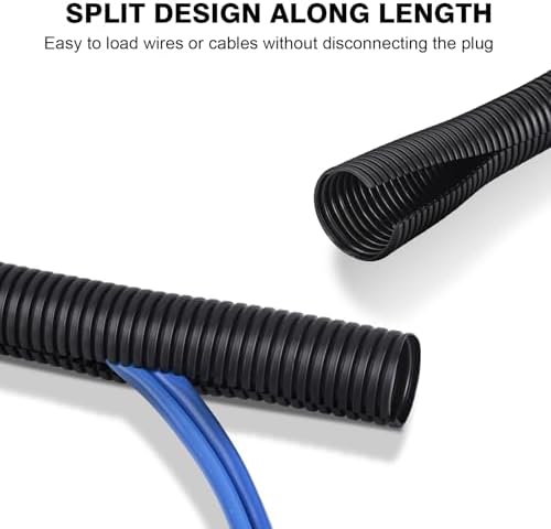 25FT - 1/2 Inch Split Wire Loom with Installation Tool - Black