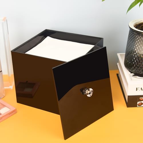 Weiai Disposable Face Towel Holder Container Acrylic Box for Clean Towels Black