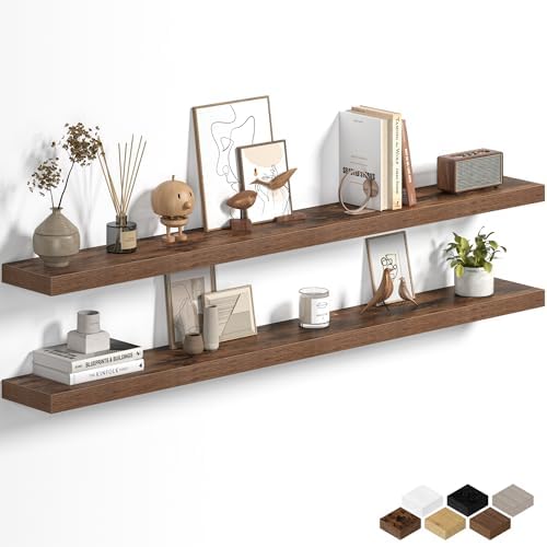 Fun Memories Floating Shelves for Wall 55 Inch, Set of 2 – Wall-Mounted Storage & Display Shelf with Invisible Bracket, 
