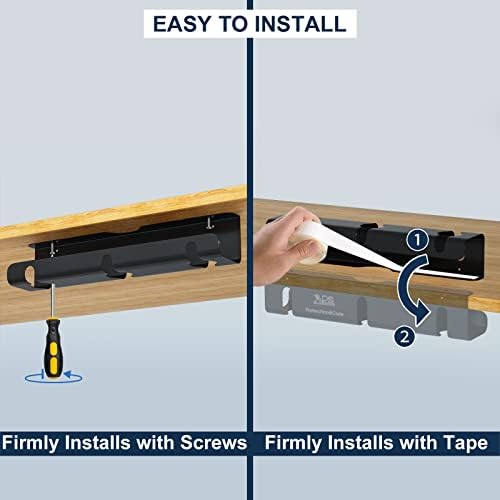 Qiyuan Under Desk Cable Management Tray, 2-Pack No-Drill 16" Cable Raceway