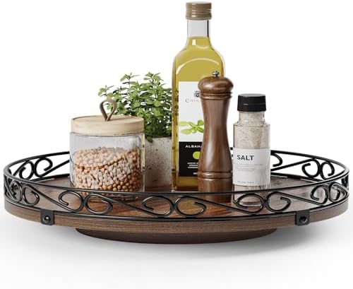 13" Lazy Susan Turntable Organizer for Table Top, Wood Lazy Susan Cabinet
