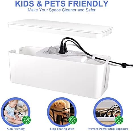 Naeety 3 Pack Cable Organizer Box, Cable Management Box for Surge Protector