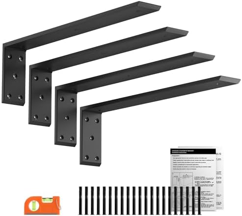 20 Inch Countertop Support Brackets 4 Pack, 3/8" Thick Floating L Brackets