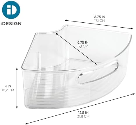 iDesign Lazy Susan 1/4 Wedge Bin with Handle, Set of 4, Clear
