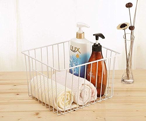 SANNO Freezer Baskets Freezer Wire Storage Basket, Organizer Food Storage Bin with Handles for Cabinets, Pantry, Closets