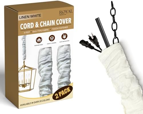 Royal Designs, Inc. Cord & Chain Cover 4 ft Silk Type Fabric, Chandelier Pendant Lighting Chain & Cable Management, Touc