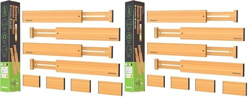 ANTOWIN Bamboo Drawer Dividers Organizers, Drawer Separators Splitter,13-17 inches Long Adjustable Spring-loaded Organiz