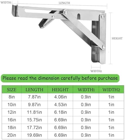 Folding Shelf Brackets, 10 Inch 4 Pcs Heavy Duty Wall Mounted Collapsible Triangle Shelf Bracket for Folding Wall Table,