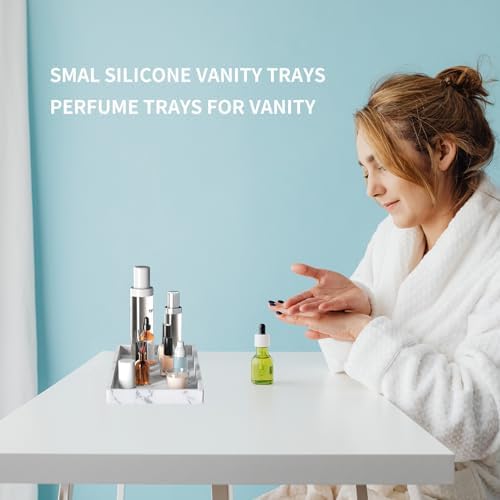 BBK 2PC Countertop Vanity Tray Small 7.8" Bathroom Tray Silicone