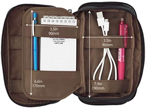 LIHIT LAB Large Capacity Triple Zipper Pencil Case For School Office College, Big Capacity 8 Compartments Pencil Bag Holder Adults Teen Boys Girls, Travel Cosmetics Storage, Jet Black (A7556-124)