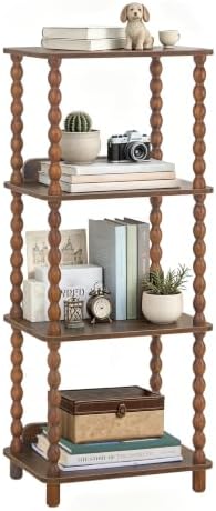Fultyle Book Shelf, 4-Tier Bookshelf with Storage, Small Bookcase Display Shelves for Small Spaces, Bedroom, Living Room