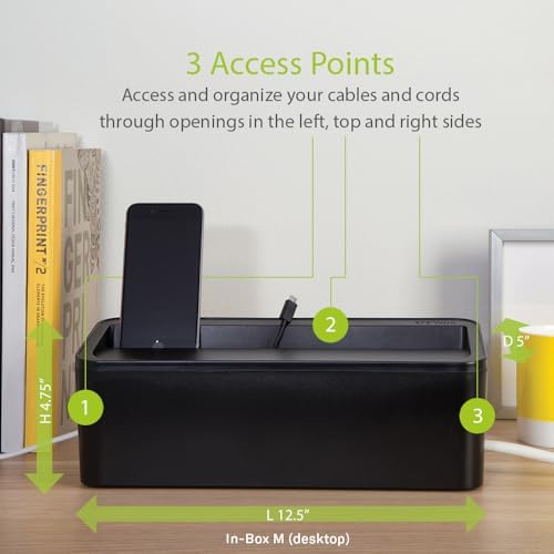 in-Box Cable Box Set with Extra Large Surge Protector Concealer Cable Management for Under Desk and Mobile Charging Stat