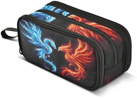 Dragon Phoenix Pencil Case Box Boys Girls Large Pencil Pouch with Zipper Compartments Big Capacity Stationery Pen Bag Organizer for Kids Teens Adults School