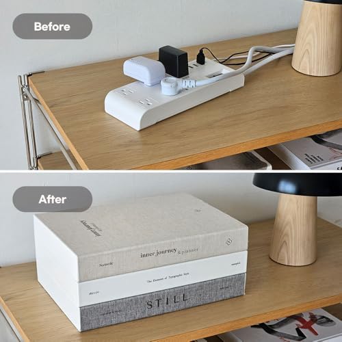 Book Shape Decorative Cable Management Box - Expandable Cable Organizer Box with Magnetic Closure for Home & Office (Inn