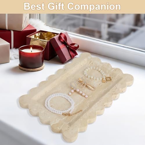100% Marble Vanity Tray for Bathroom Counter, Kitchen, Coffee 11.8"