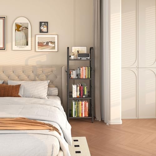 YMYNY 4 Tier Bookshelf, Freestanding Bookcase for Living Room, Bedroom, Home Office, Multi-Functional Storage Rack Organ