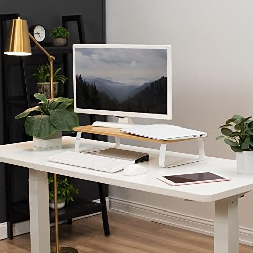 VIVO 24 inch Monitor Stand, Wood and Steel Desktop Riser, Screen, Keyboard, Laptop, Small TV, Ergonomic Desk and Tableto