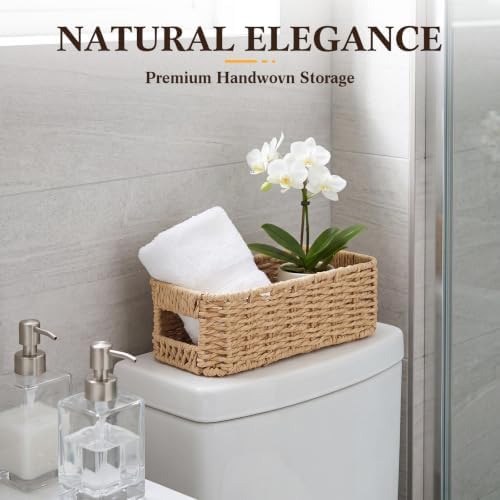 Domensi 3 Set Wicker Paper Rope Storage Baskets for Organizing,Natural