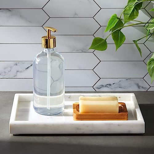 Juvale Large Marble Vanity Tray - Jewelry & Cosmetic Organizer with Drawer Organizer - Bathroom Display with Soap Tray -