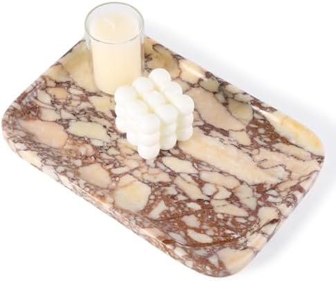 Karibiber Calacatta Marble Vanity Trays, Marble Bathroom Tray Countertop, Luxury Decorative Dresser Organizer, Purple&Wh